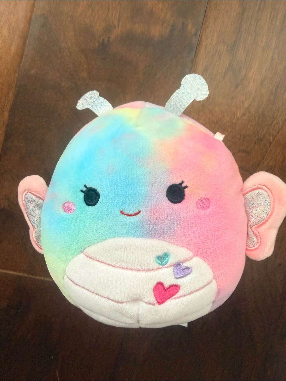 Squishmallow Rainbow Angel with hearts plush toy